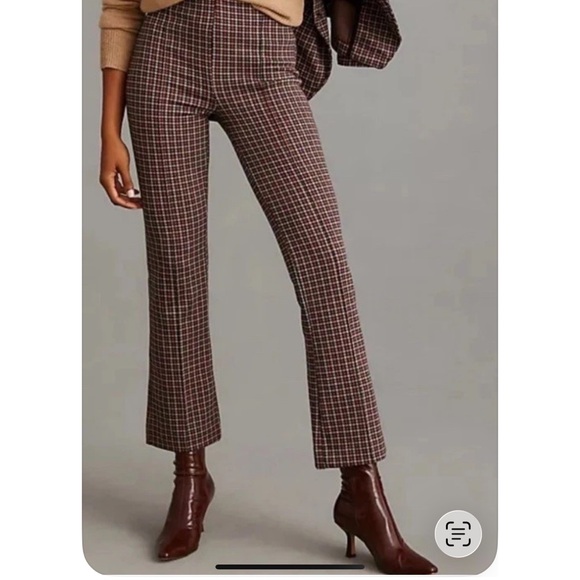 Anthropologie Pants - Anthropologie Brown Plaid Cropped Pants nwt Maeve